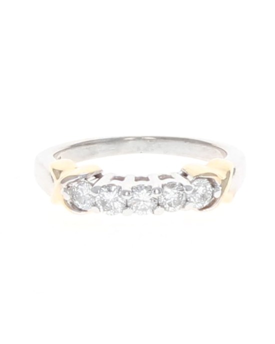 5 Stone Diamond Ring in White and Yellow Gold